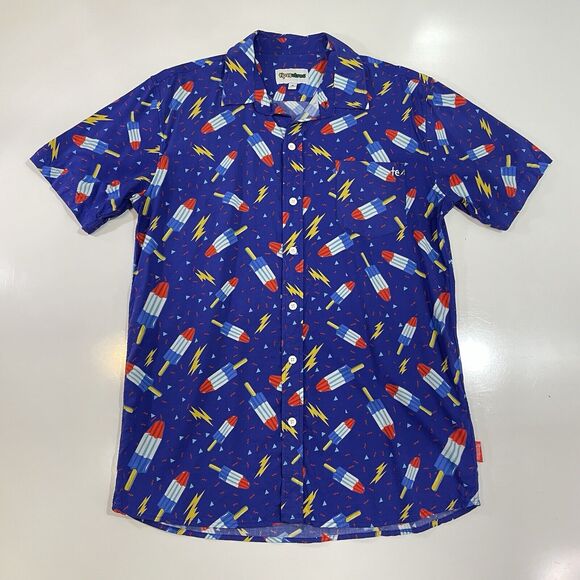 TIPSY ELVES 4TH OF JULY MEMORIAL DAY Popsicle Red White Blue Button Down Shirt L - Picture 1 of 6
